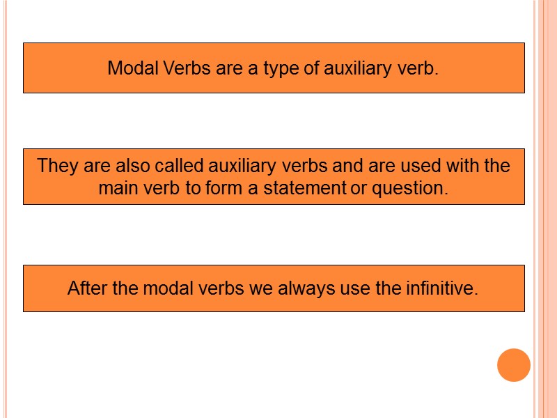 Modal Verbs are a type of auxiliary verb. They are also called auxiliary verbs